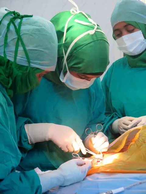 Female surgeon, and assistant nurses