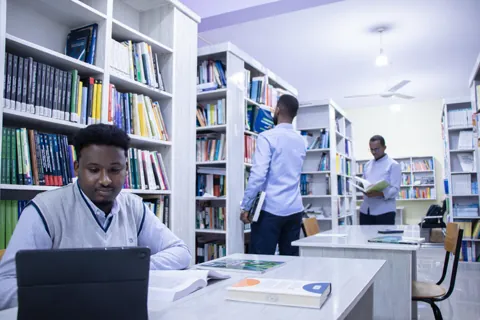 Students in library male